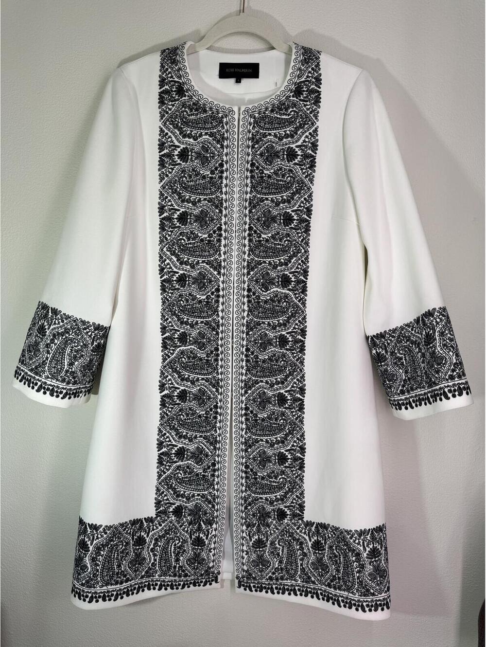 $748 EUC Kobi Halperin Marta Womens Embroidered Duster Coat Blazer Jacket Small